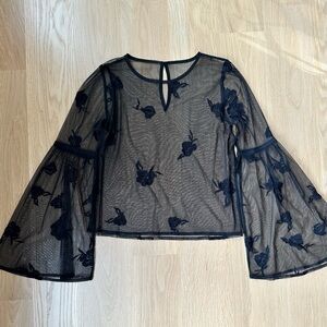 Elegant Sheer Black Floral Top